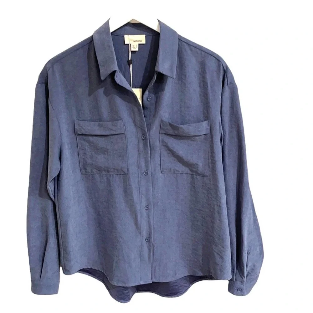 NWT Anthropologie The Korner Sueded Button Front Pocket Shirt SZ S